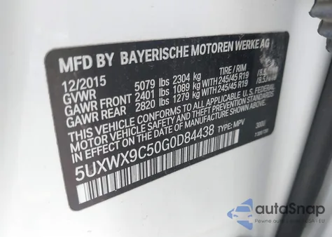 2016 BMW X3 xDrive28I from USA, damaged, VIN 5UXWX9C50G0D84438